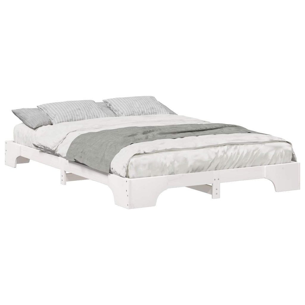 vidaXL Ramka łóżka Biały 140 x 210 cm Lite drewno sosnowe
