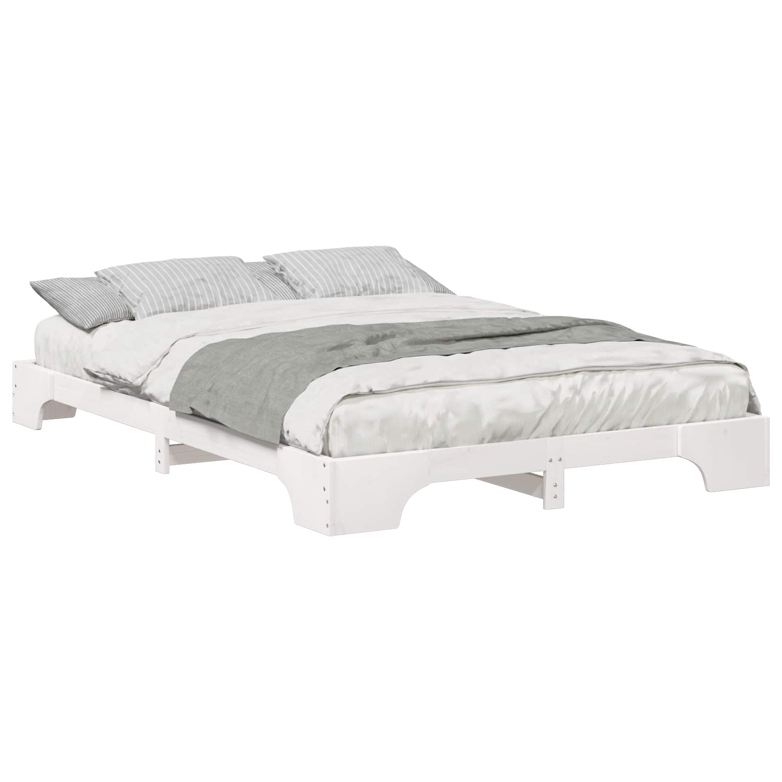 vidaXL Ramka łóżka Biały 140 x 210 cm Lite drewno sosnowe