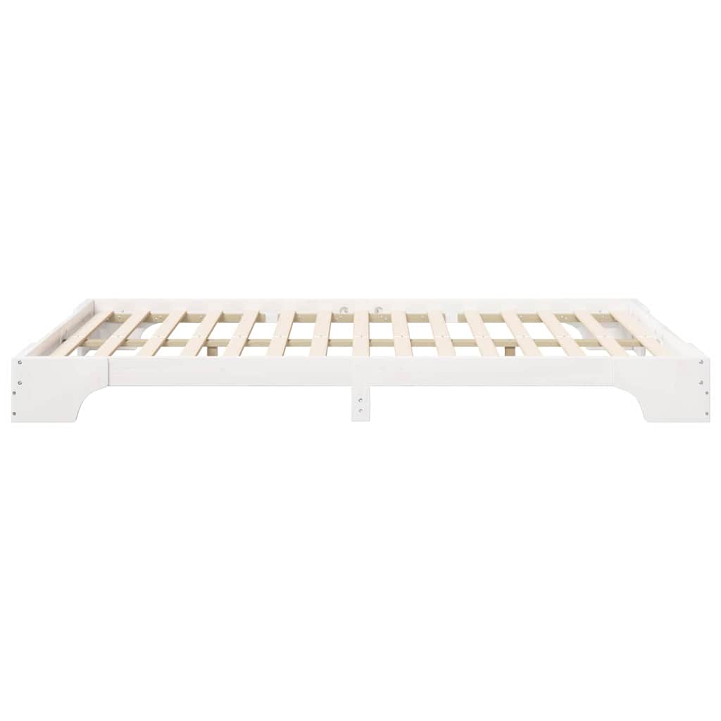 vidaXL Ramka łóżka Biały 140 x 210 cm Lite drewno sosnowe