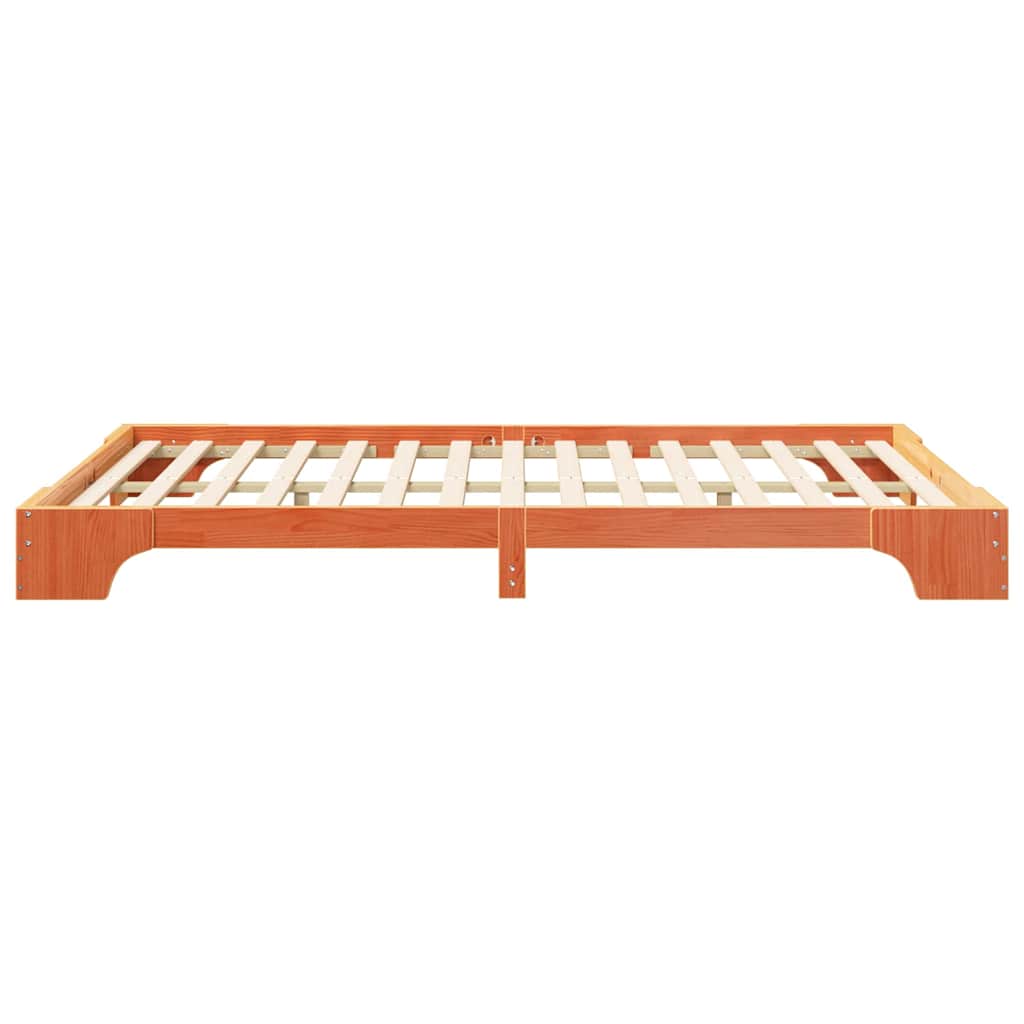 vidaXL Ramka łóżka Brązowy 140 x 210 cm Lite drewno sosnowe