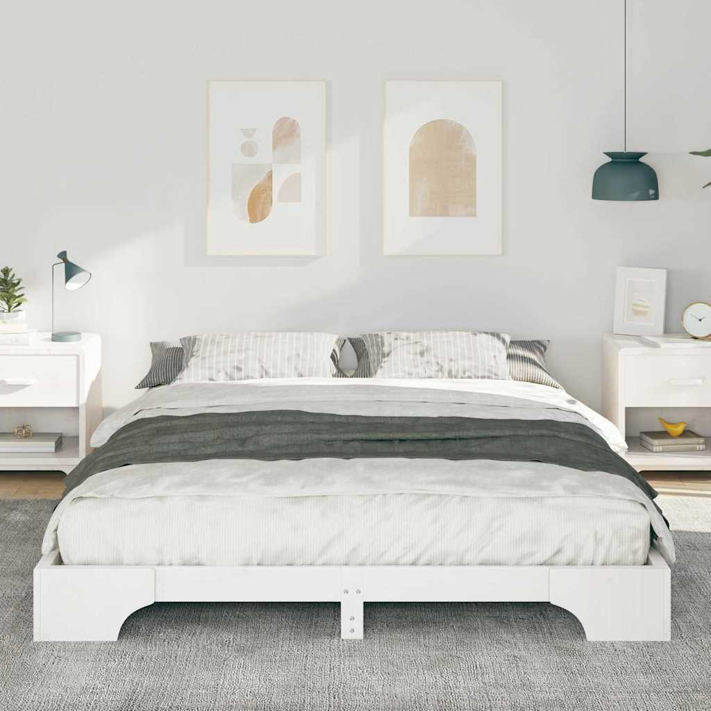 vidaXL Ramka łóżka Biały 160 x 210 cm Lite drewno sosnowe
