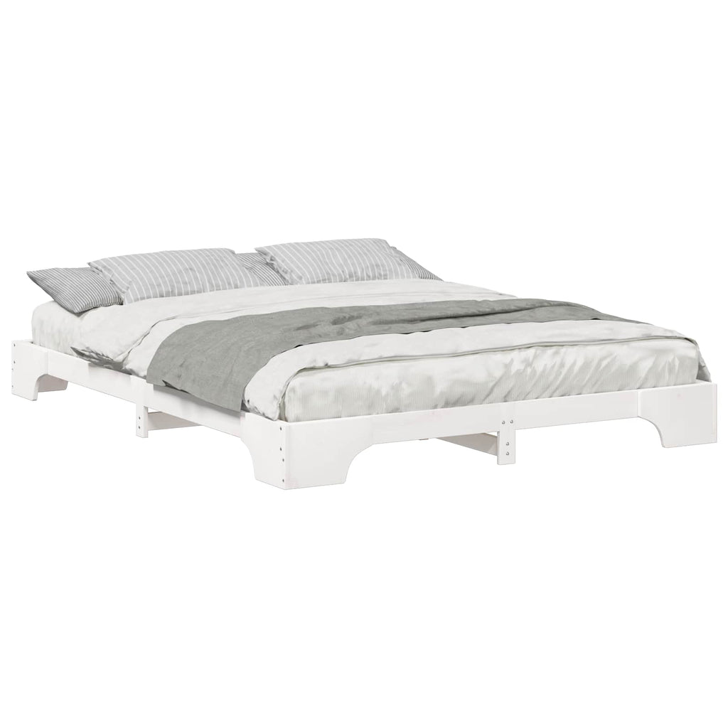 vidaXL Ramka łóżka Biały 160 x 210 cm Lite drewno sosnowe