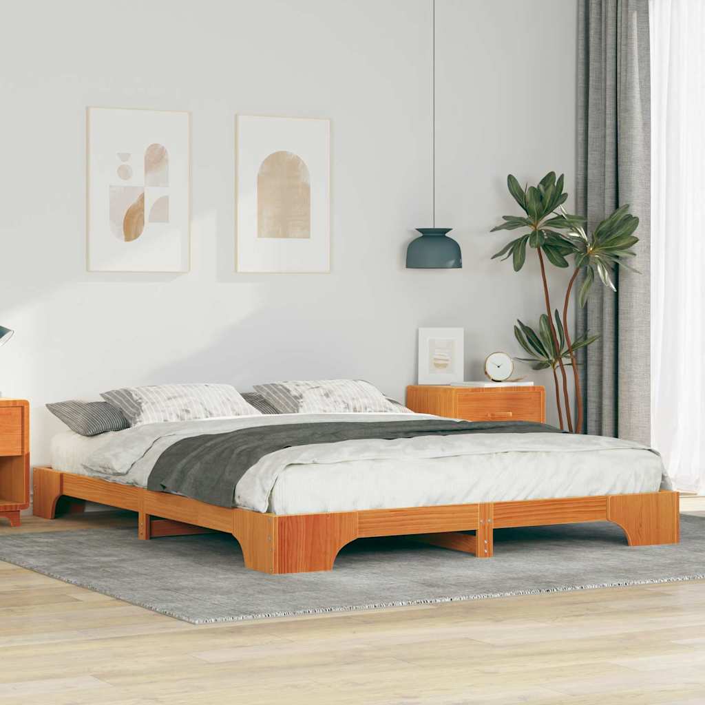 vidaXL Ramka łóżka Brązowy 160 x 210 cm Lite drewno sosnowe
