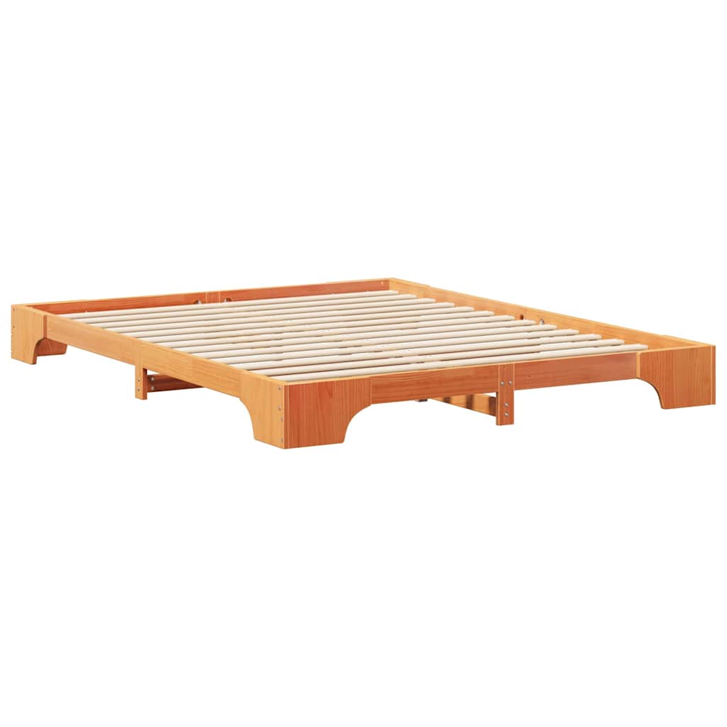 vidaXL Ramka łóżka Brązowy 160 x 210 cm Lite drewno sosnowe