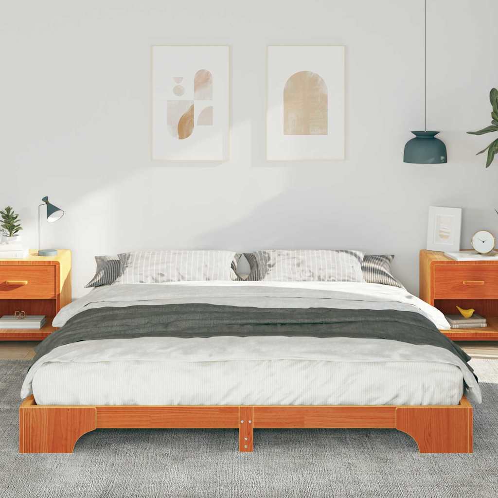 vidaXL Ramka łóżka Brązowy 200 x 210 cm Lite drewno sosnowe