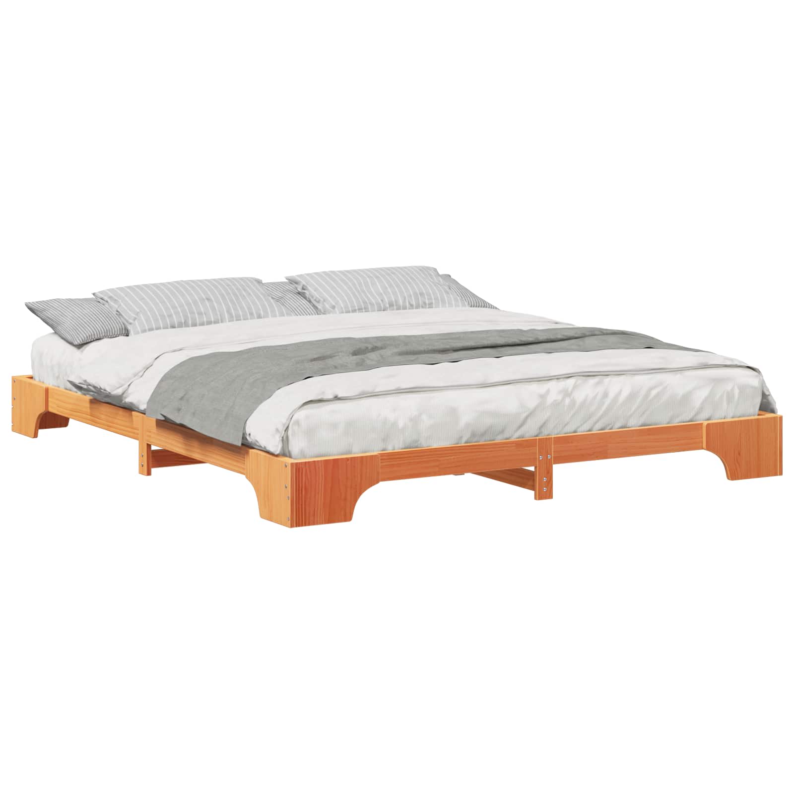 vidaXL Ramka łóżka Brązowy 200 x 210 cm Lite drewno sosnowe