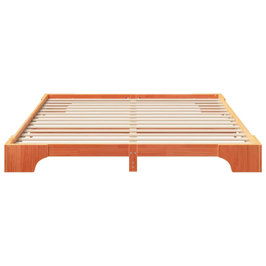 vidaXL Ramka łóżka Brązowy 200 x 210 cm Lite drewno sosnowe
