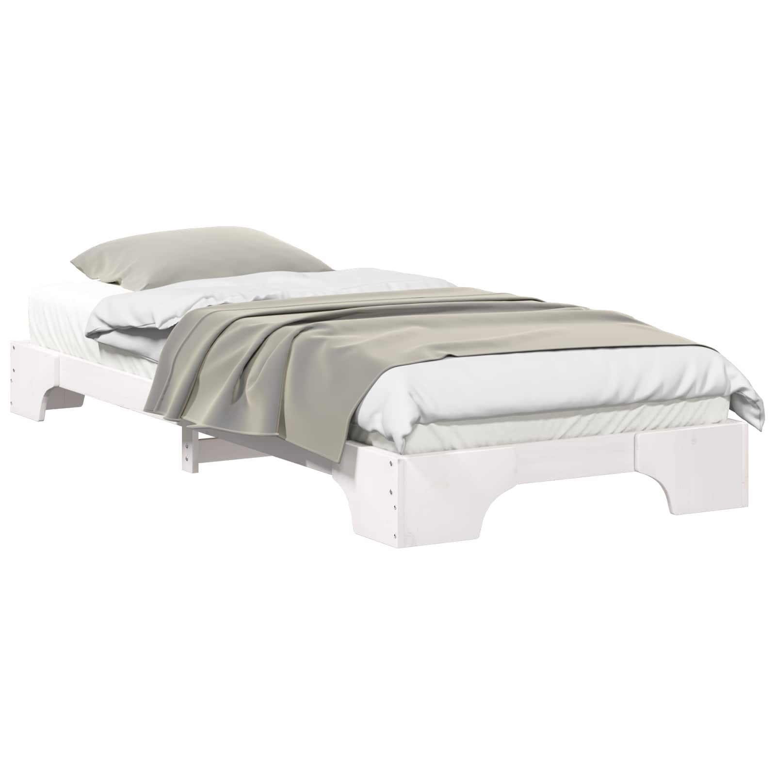 vidaXL Ramka łóżka Biały 80 x 220 cm Lite drewno sosnowe