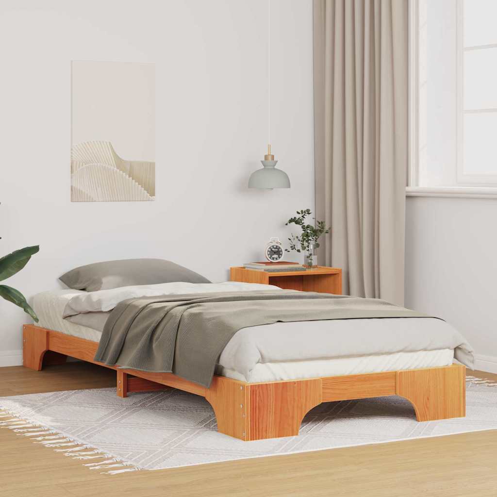 vidaXL Ramka łóżka Brązowy 90 x 220 cm Lite drewno sosnowe