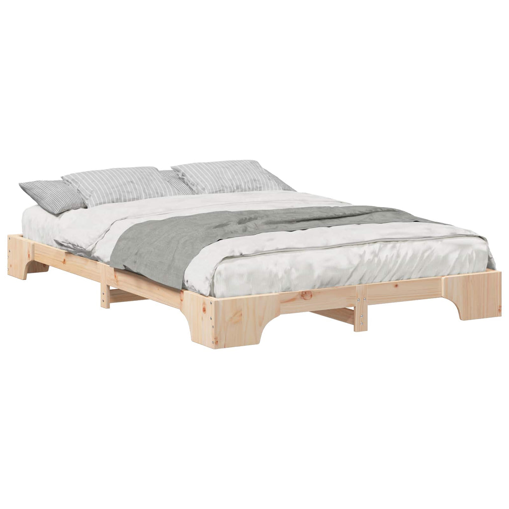 vidaXL Ramka łóżka Brązowy 140 x 220 cm Lite drewno sosnowe