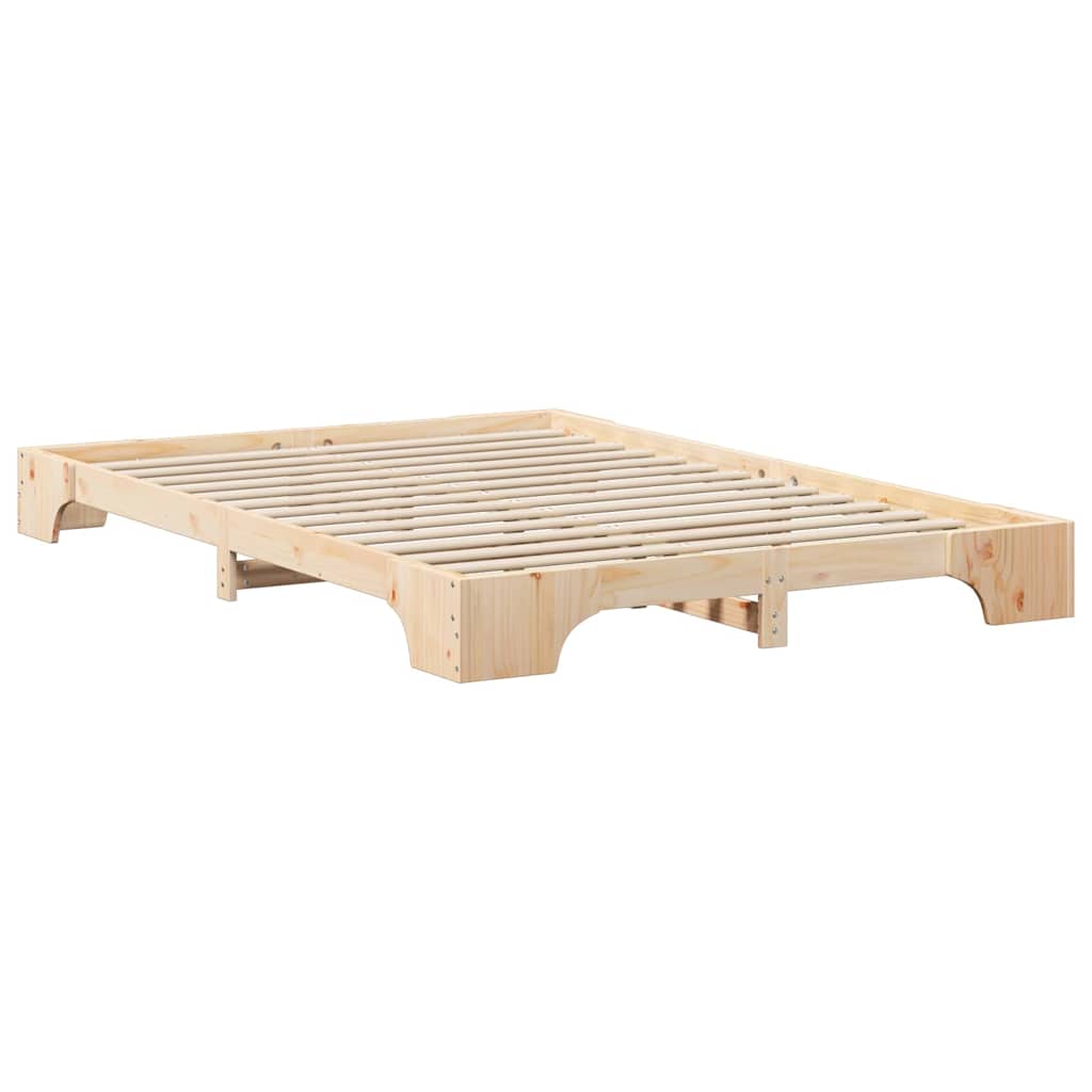 vidaXL Ramka łóżka Brązowy 140 x 220 cm Lite drewno sosnowe