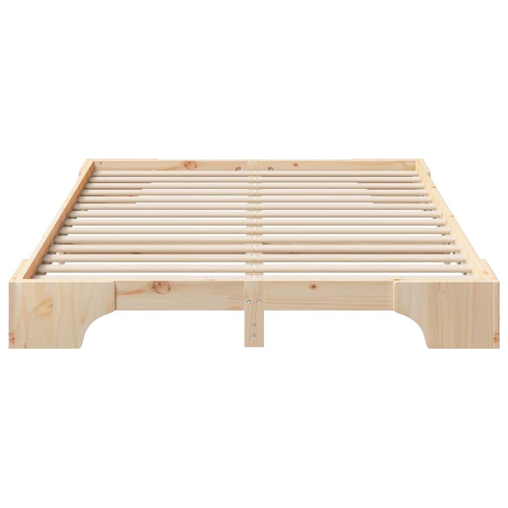 vidaXL Ramka łóżka Brązowy 140 x 220 cm Lite drewno sosnowe