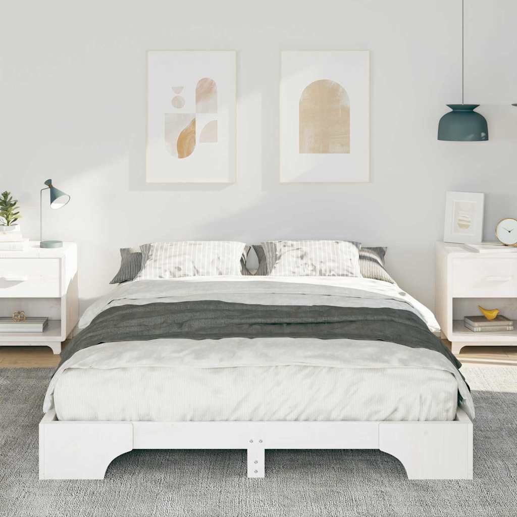 vidaXL Ramka łóżka Biały 140 x 220 cm Lite drewno sosnowe
