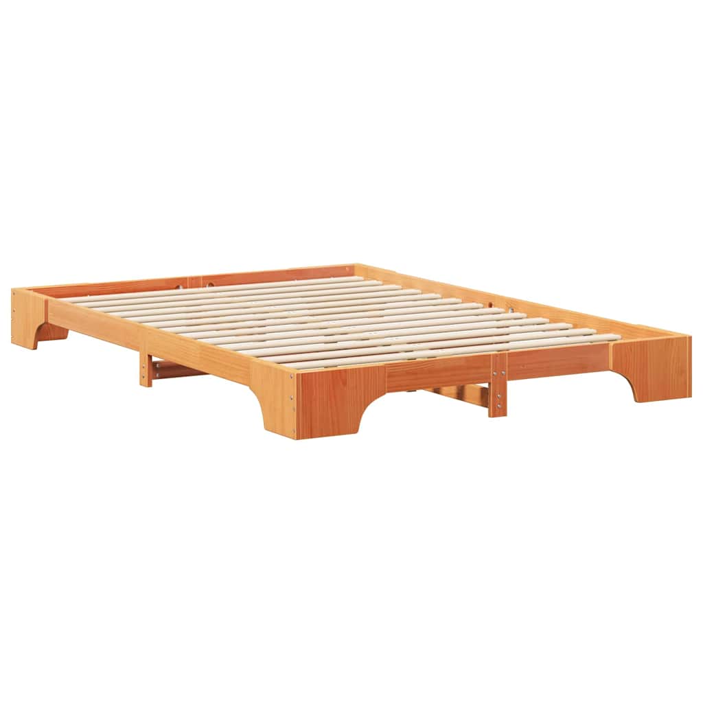 vidaXL Ramka łóżka Brązowy 140 x 220 cm Lite drewno sosnowe