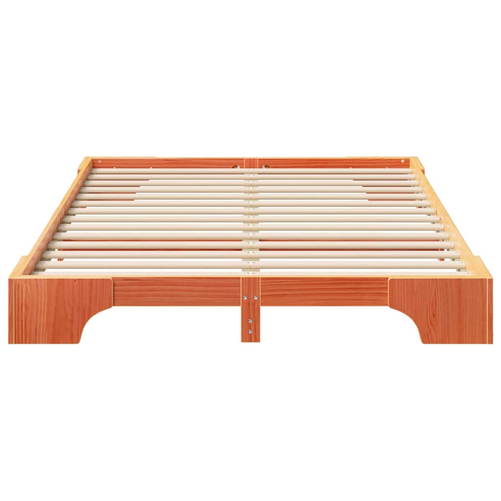 vidaXL Ramka łóżka Brązowy 140 x 220 cm Lite drewno sosnowe