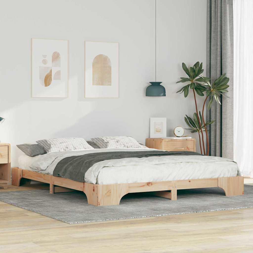 vidaXL Ramka łóżka Brązowy 160 x 220 cm Lite drewno sosnowe