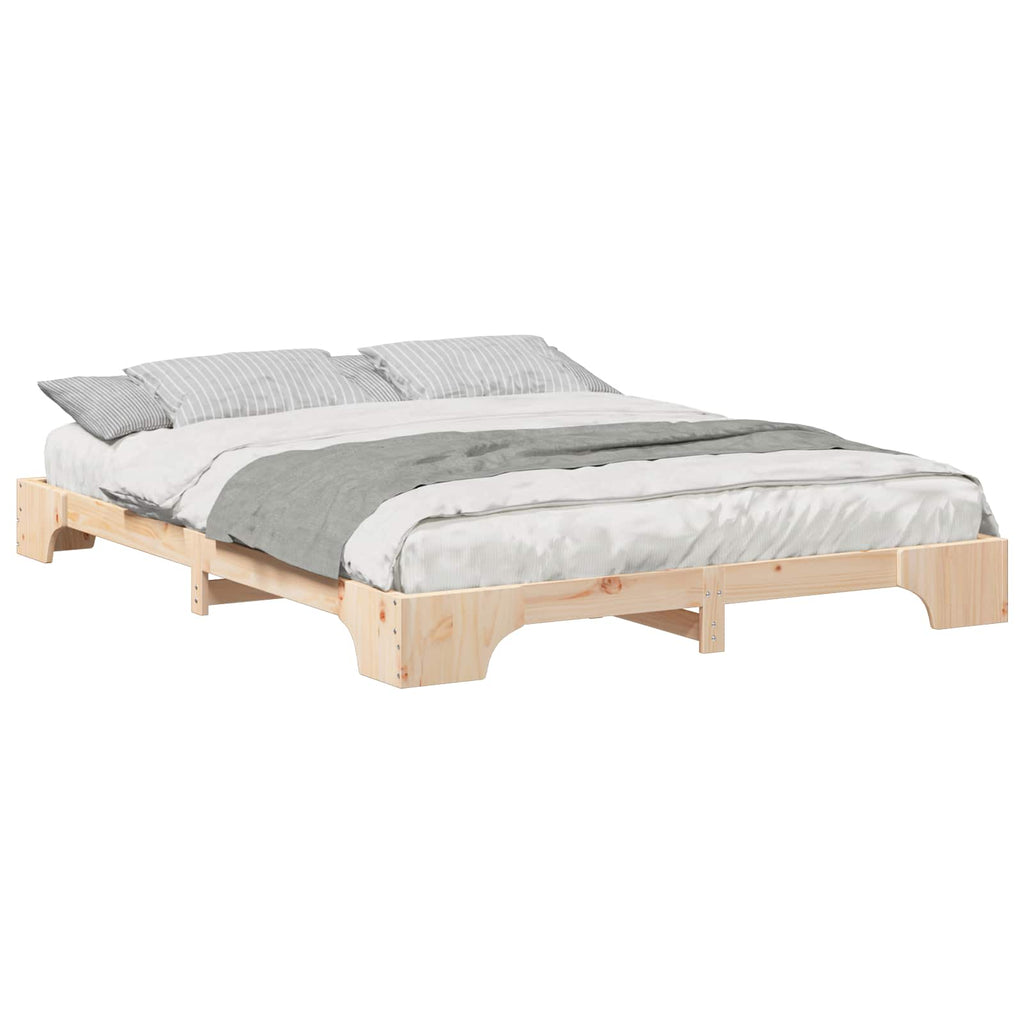 vidaXL Ramka łóżka Brązowy 160 x 220 cm Lite drewno sosnowe