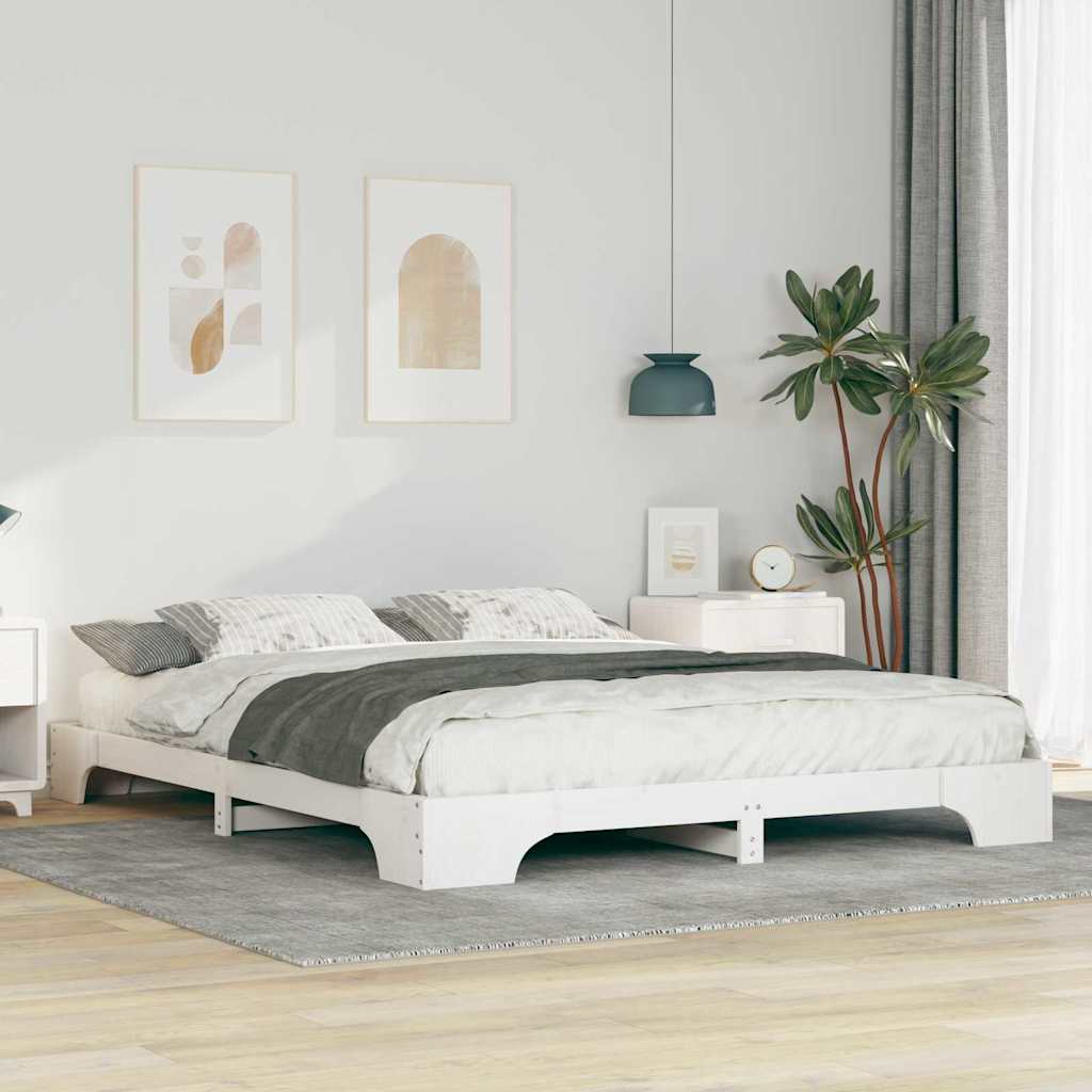 vidaXL Ramka łóżka Biały 160 x 220 cm Lite drewno sosnowe