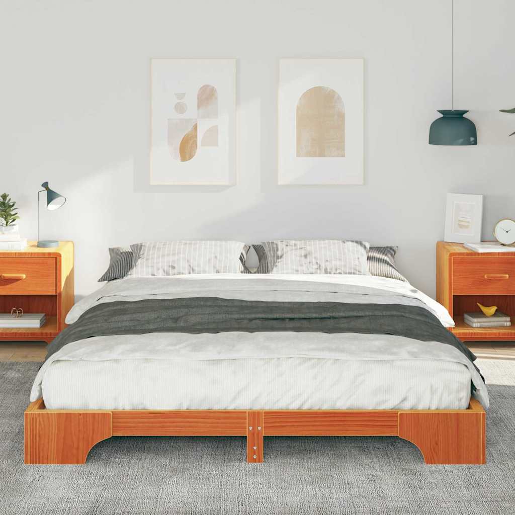 vidaXL Ramka łóżka Brązowy 160 x 220 cm Lite drewno sosnowe