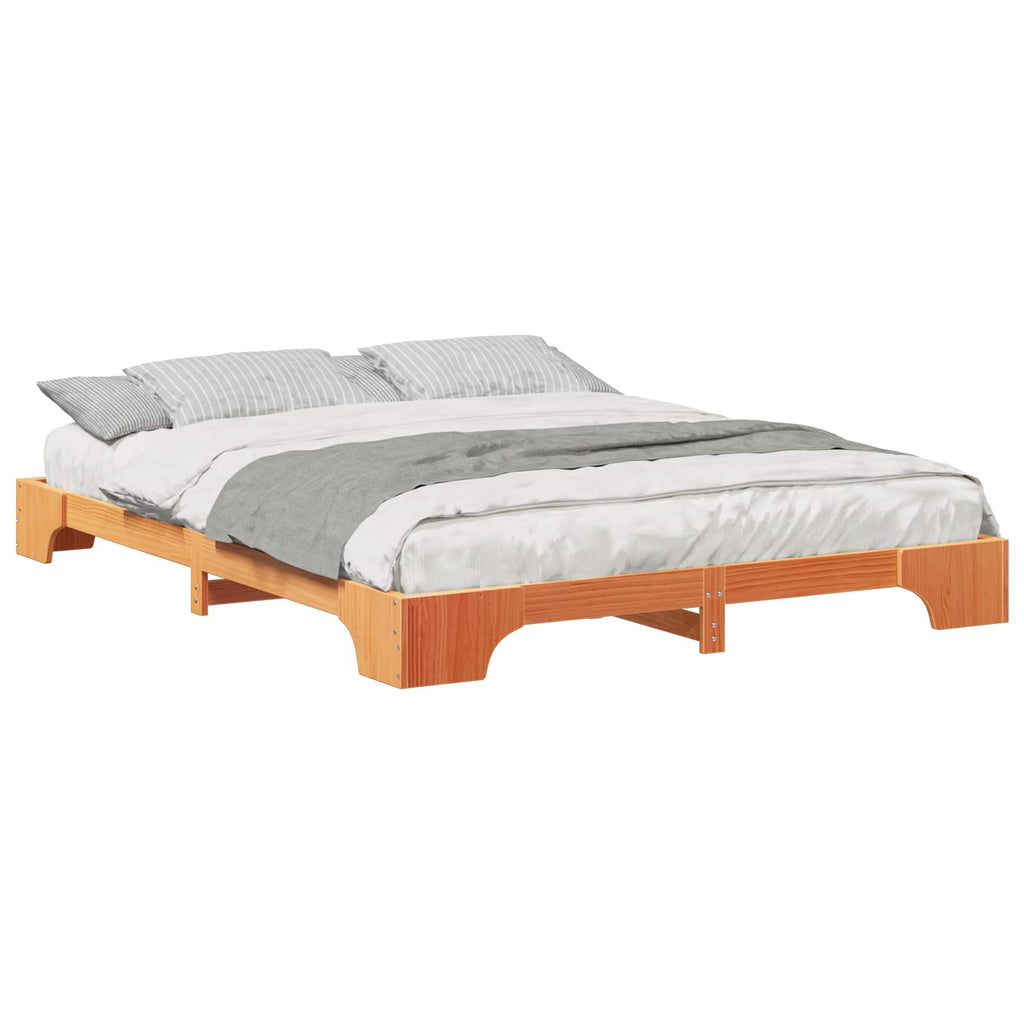 vidaXL Ramka łóżka Brązowy 160 x 220 cm Lite drewno sosnowe