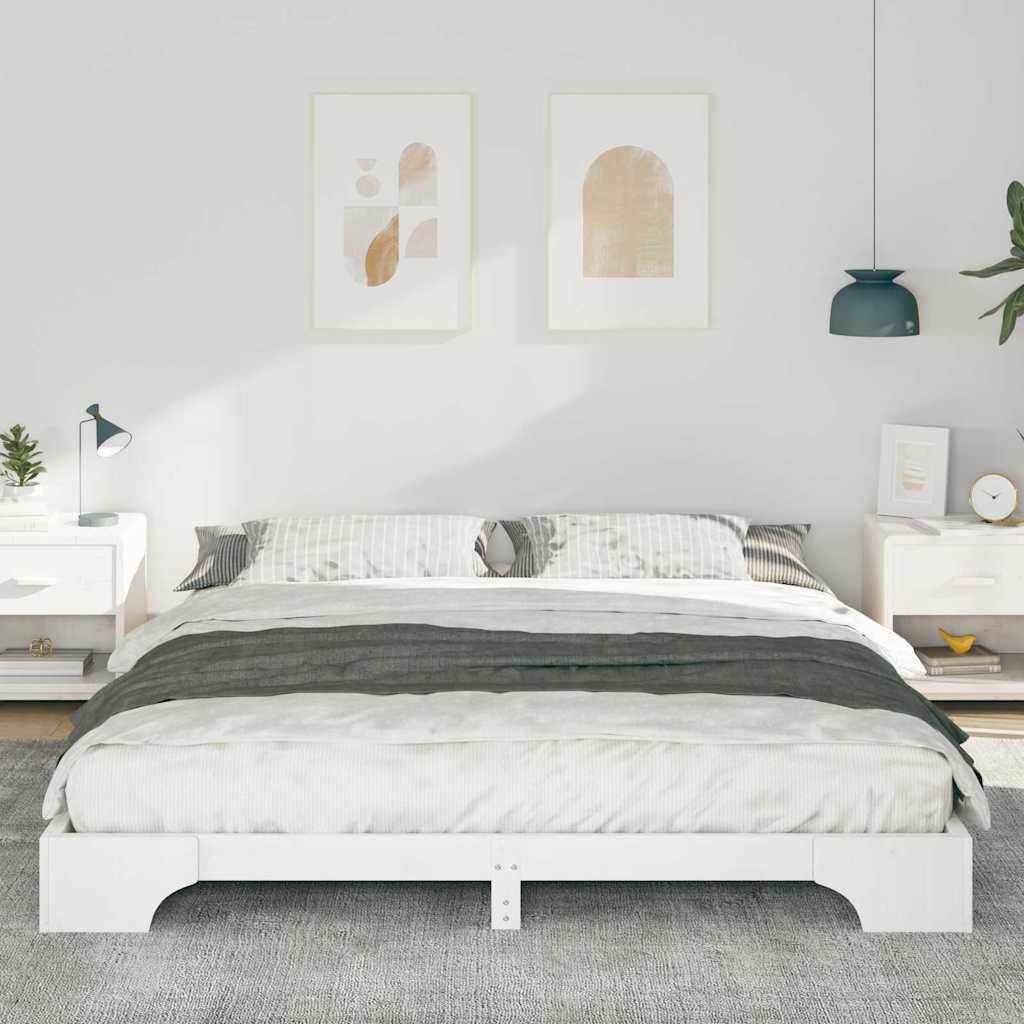 vidaXL Ramka łóżka Biały 180 x 220 cm Lite drewno sosnowe