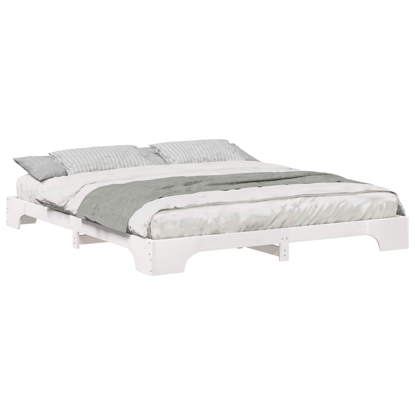 vidaXL Ramka łóżka Biały 200 x 220 cm Lite drewno sosnowe