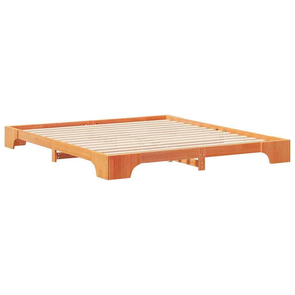 vidaXL Ramka łóżka Brązowy 200 x 220 cm Lite drewno sosnowe
