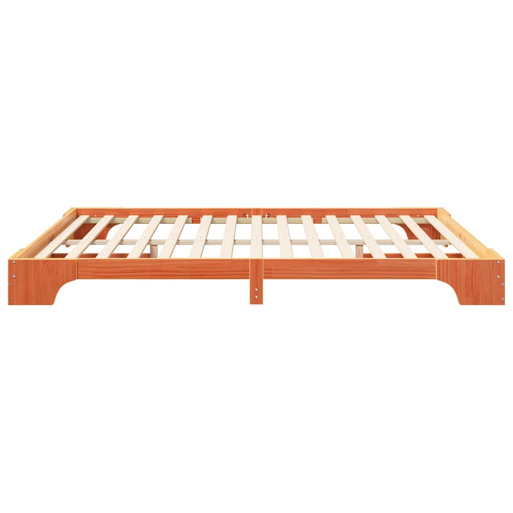 vidaXL Ramka łóżka Brązowy 200 x 220 cm Lite drewno sosnowe