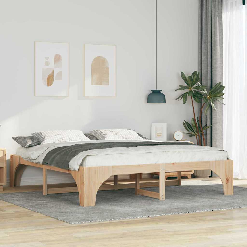 vidaXL Ramka łóżka Brązowy 200 x 200 cm Lite drewno sosnowe