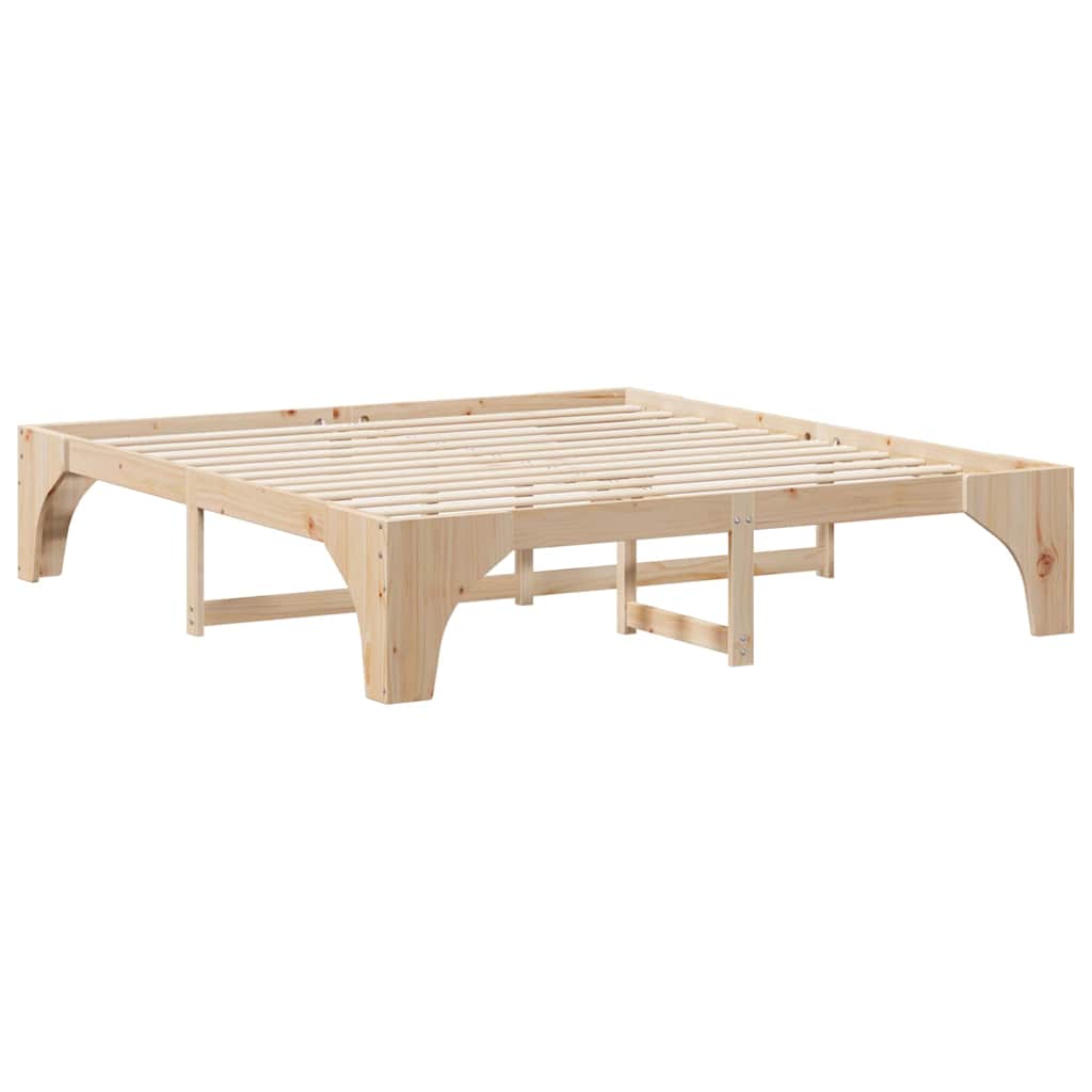vidaXL Ramka łóżka Brązowy 200 x 200 cm Lite drewno sosnowe