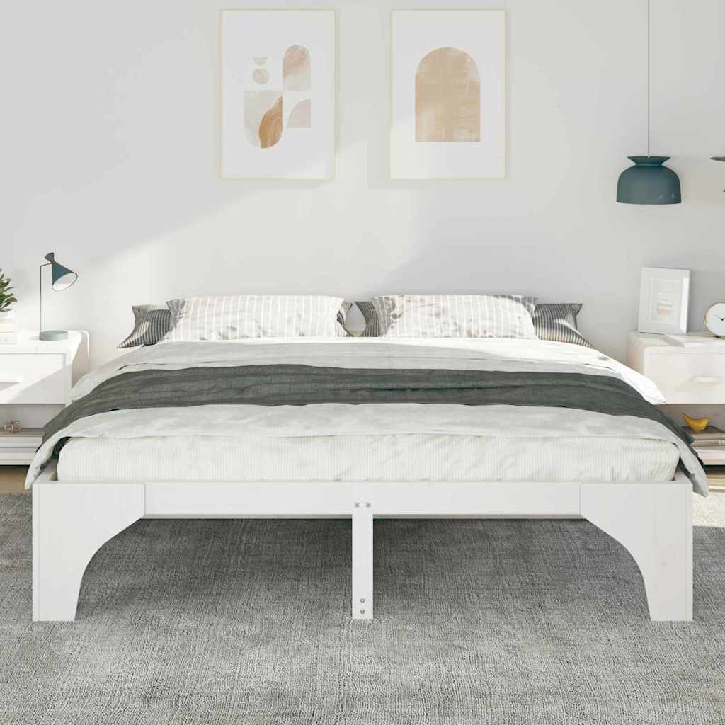 vidaXL Ramka łóżka Biały 200 x 200 cm Lite drewno sosnowe