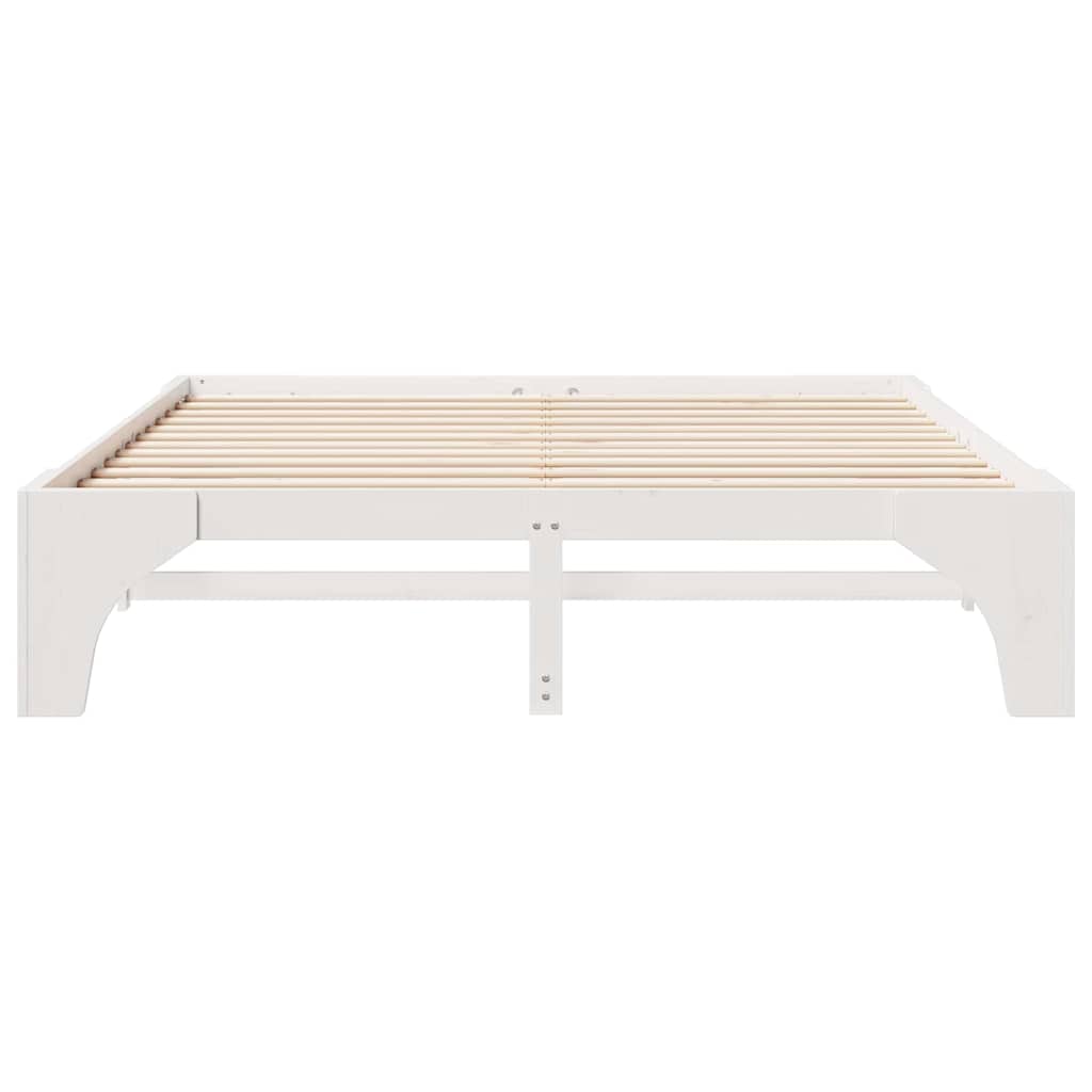 vidaXL Ramka łóżka Biały 200 x 200 cm Lite drewno sosnowe