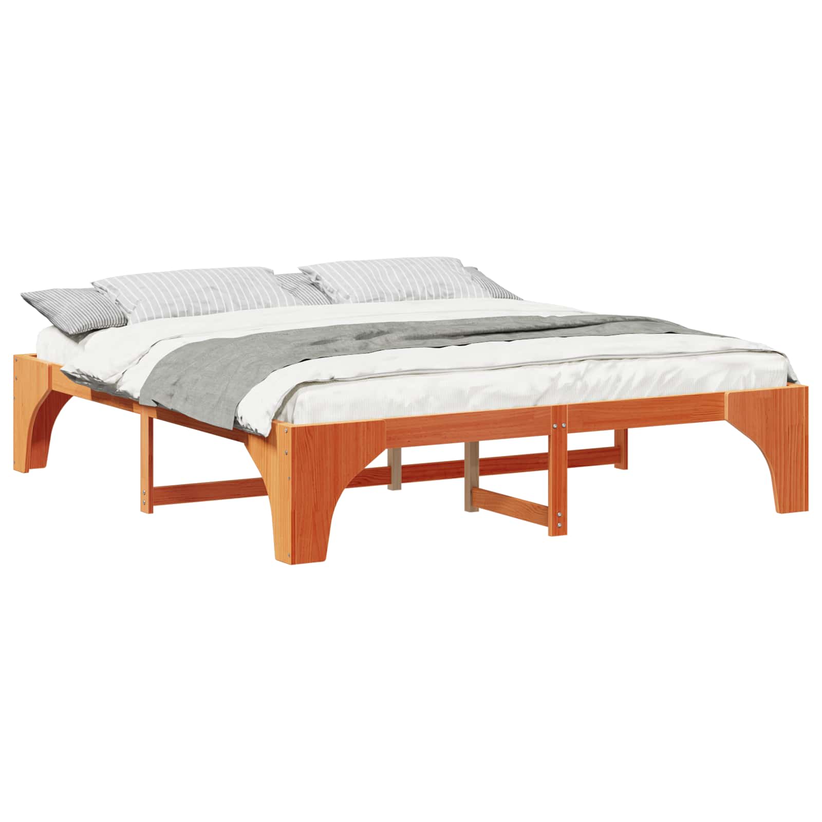 vidaXL Ramka łóżka Brązowy 200 x 200 cm Lite drewno sosnowe
