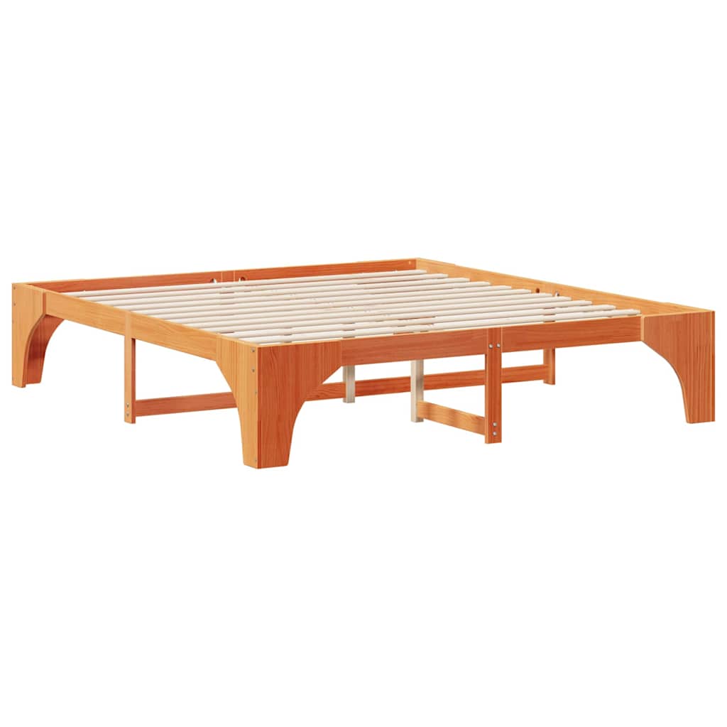 vidaXL Ramka łóżka Brązowy 200 x 200 cm Lite drewno sosnowe