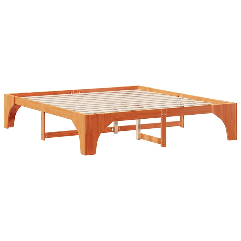 vidaXL Ramka łóżka Brązowy 200 x 200 cm Lite drewno sosnowe