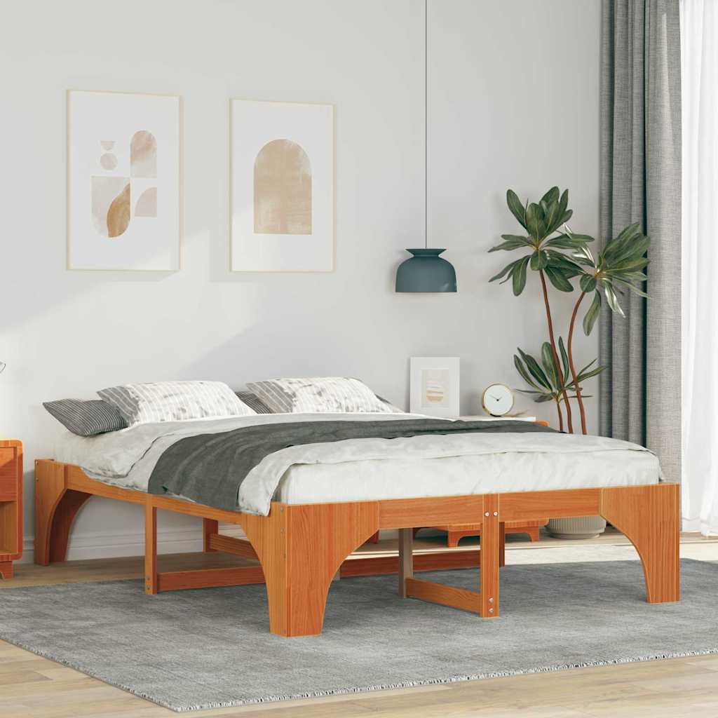 vidaXL Ramka łóżka Brązowy 160 x 200 cm Lite drewno sosnowe