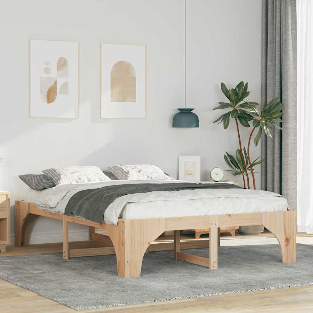 vidaXL Ramka łóżka Brązowy 150 x 200 cm Lite drewno sosnowe