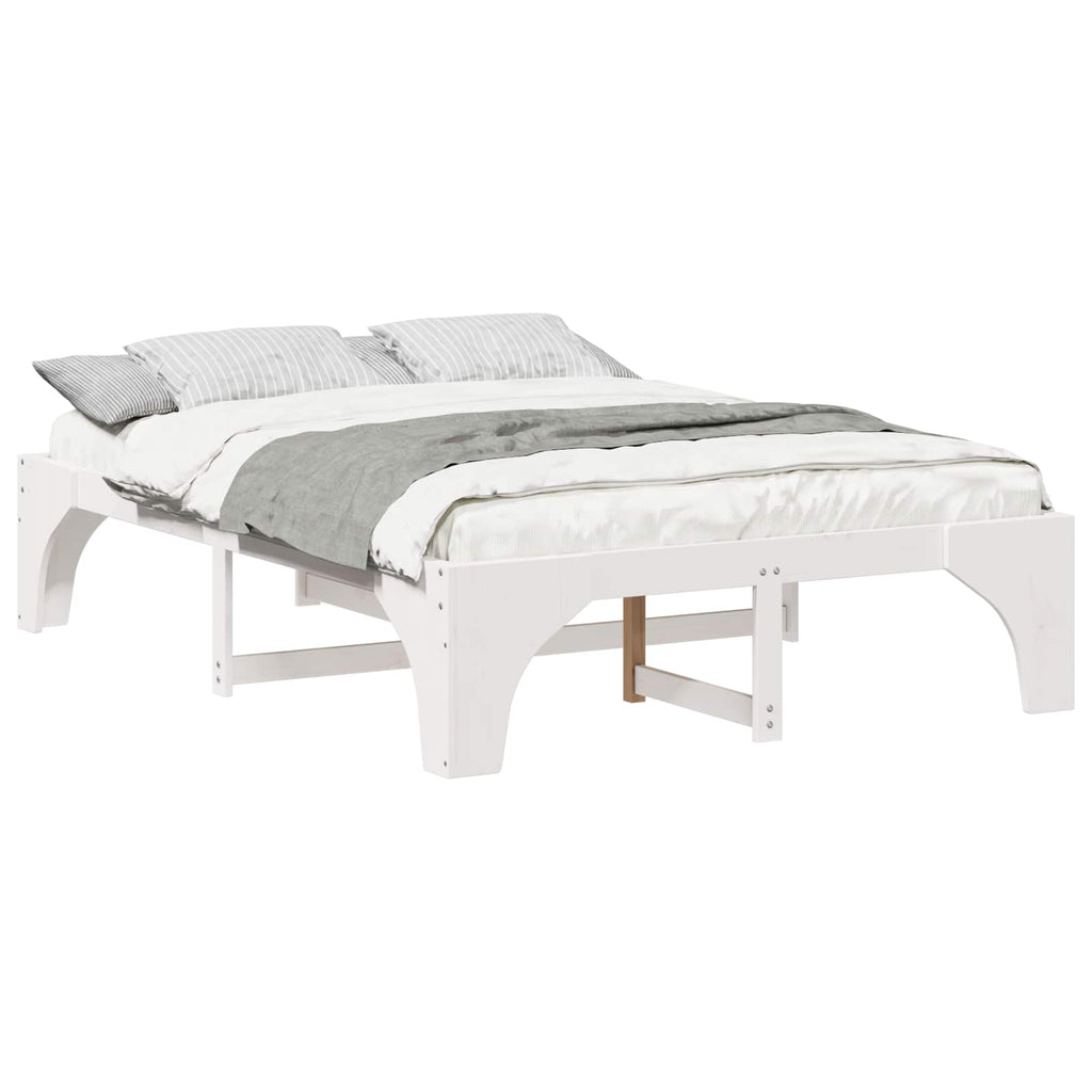vidaXL Ramka łóżka Biały 150 x 200 cm Lite drewno sosnowe