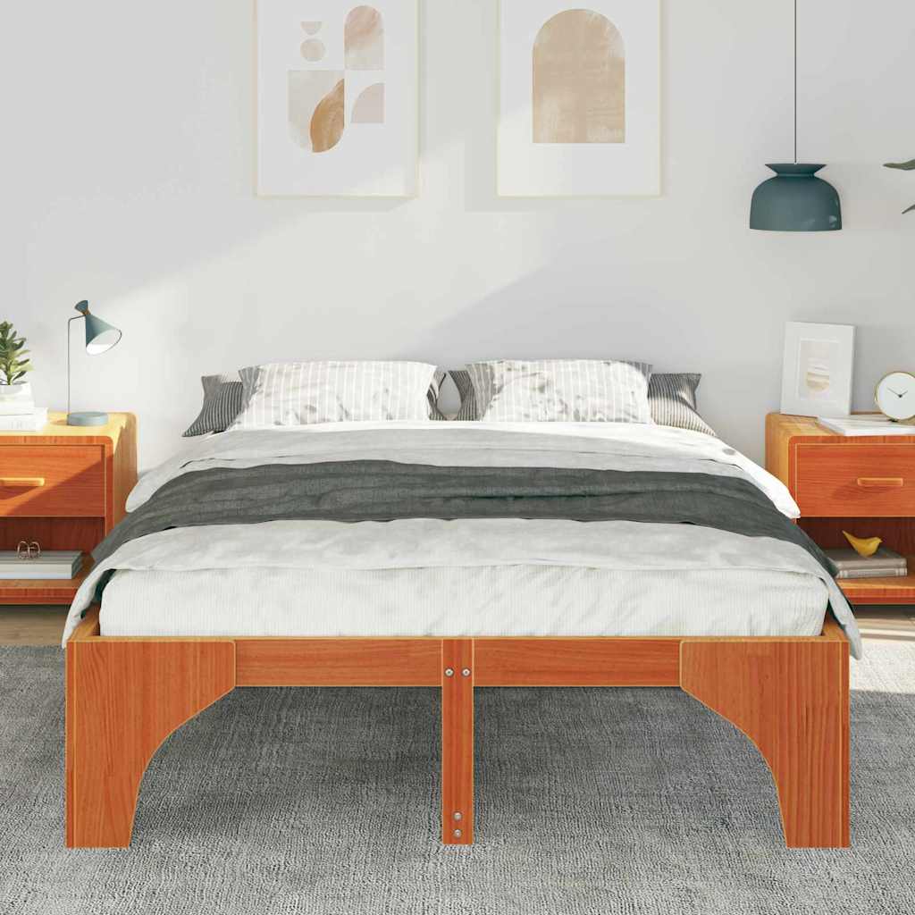 vidaXL Ramka łóżka Brązowy 150 x 200 cm Lite drewno sosnowe