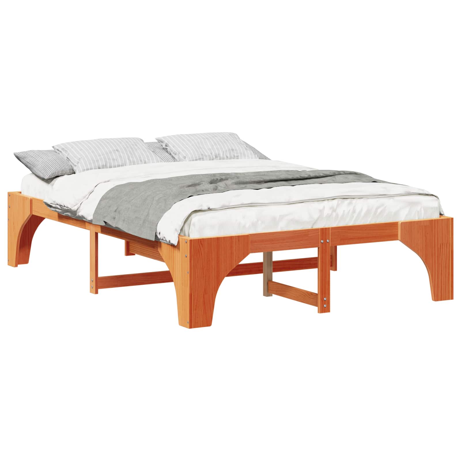 vidaXL Ramka łóżka Brązowy 150 x 200 cm Lite drewno sosnowe