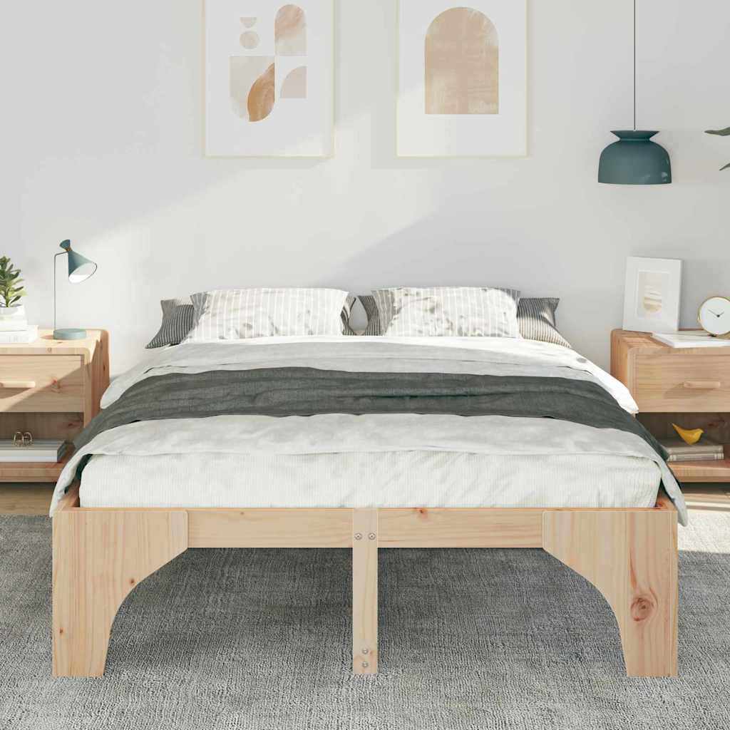 vidaXL Ramka łóżka Brązowy 140 x 200 cm Lite drewno sosnowe