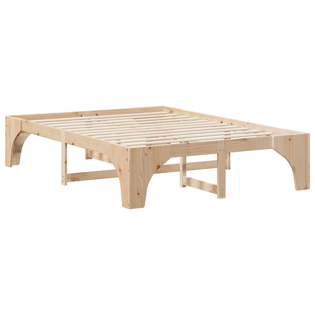 vidaXL Ramka łóżka Brązowy 140 x 200 cm Lite drewno sosnowe