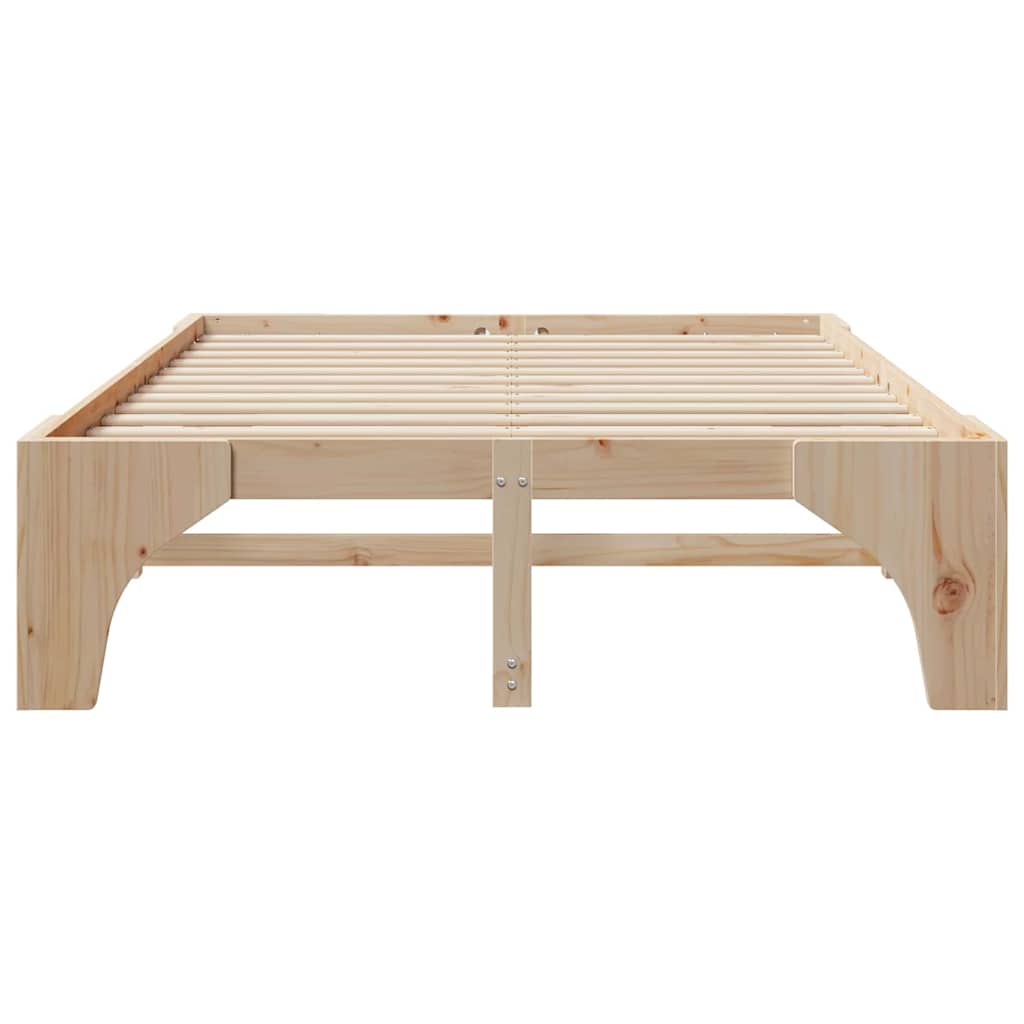 vidaXL Ramka łóżka Brązowy 140 x 200 cm Lite drewno sosnowe