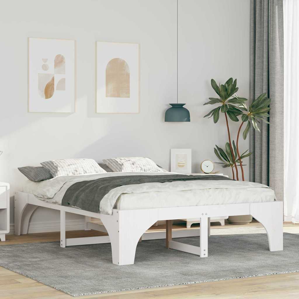 vidaXL Ramka łóżka Biały 140 x 200 cm Lite drewno sosnowe