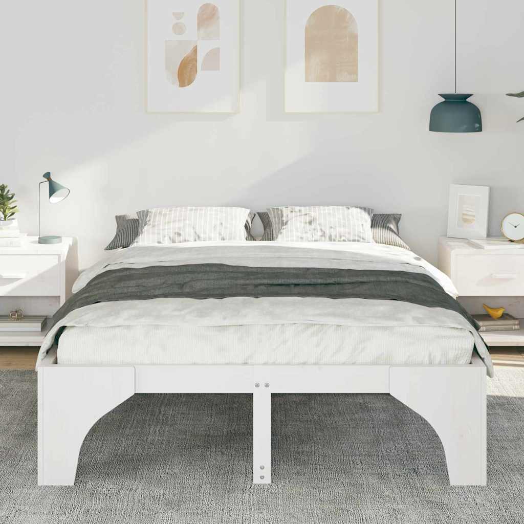 vidaXL Ramka łóżka Biały 140 x 200 cm Lite drewno sosnowe