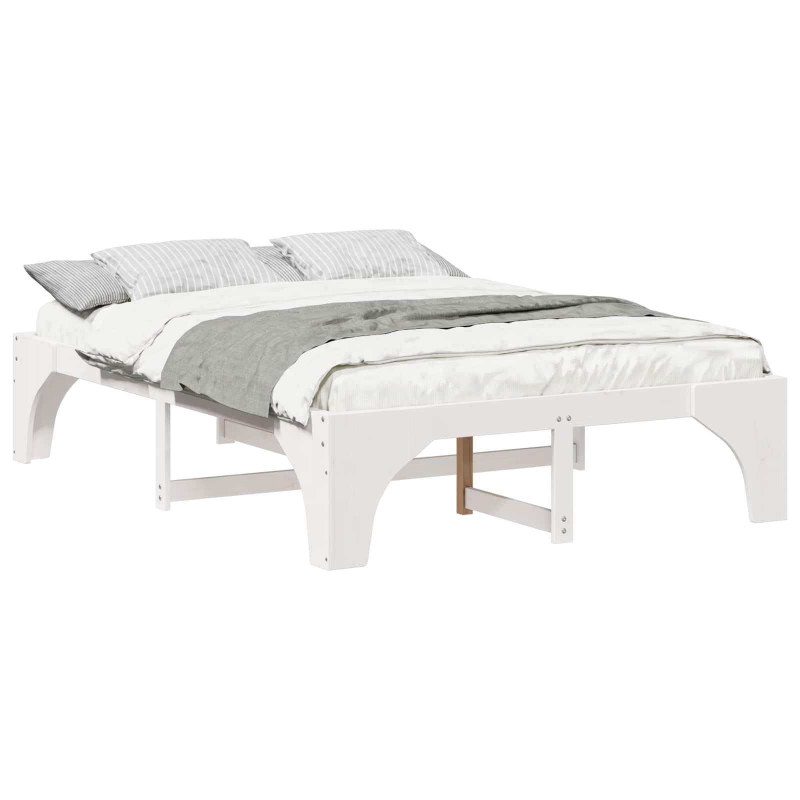 vidaXL Ramka łóżka Biały 140 x 200 cm Lite drewno sosnowe