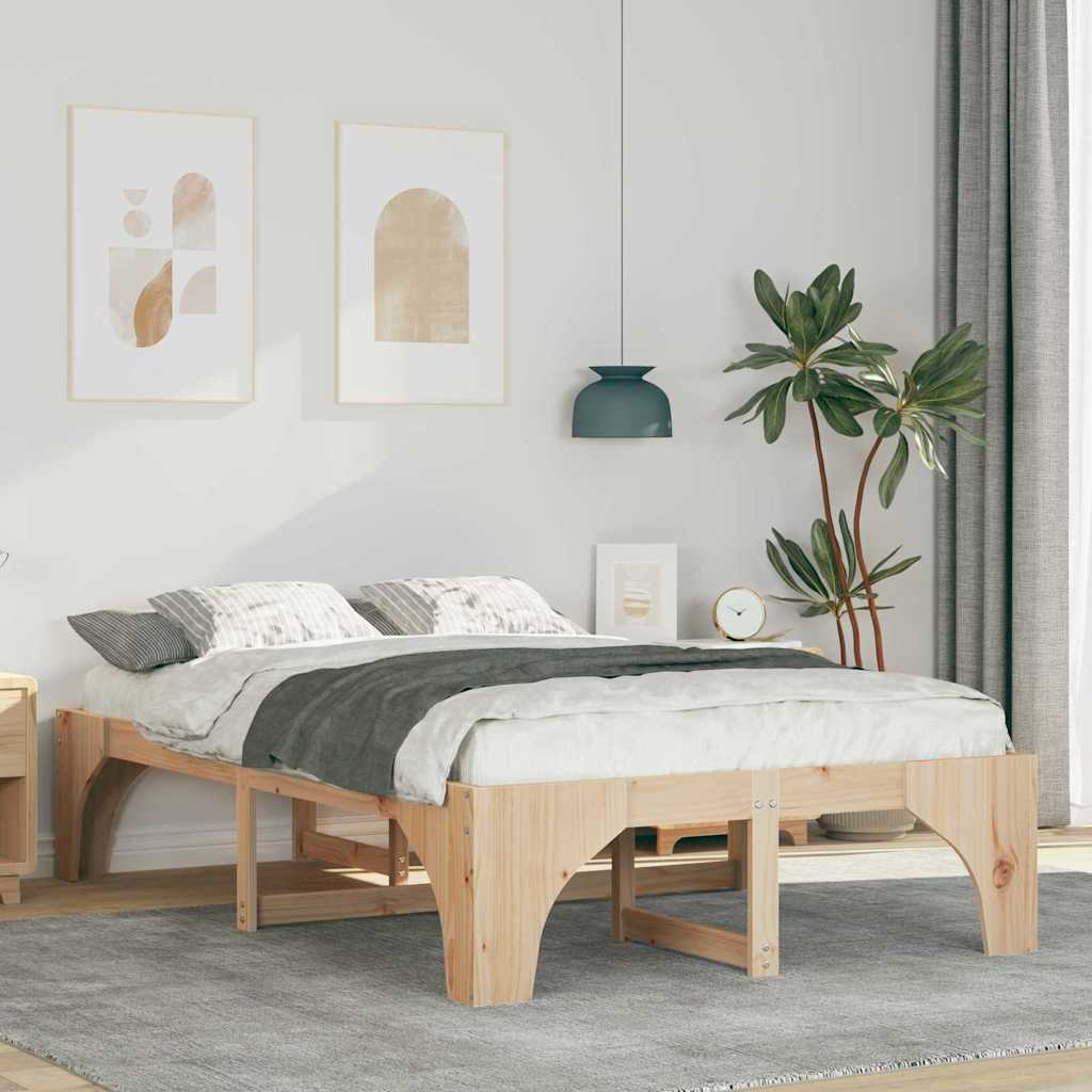 vidaXL Ramka łóżka Brązowy 120 x 200 cm Lite drewno sosnowe