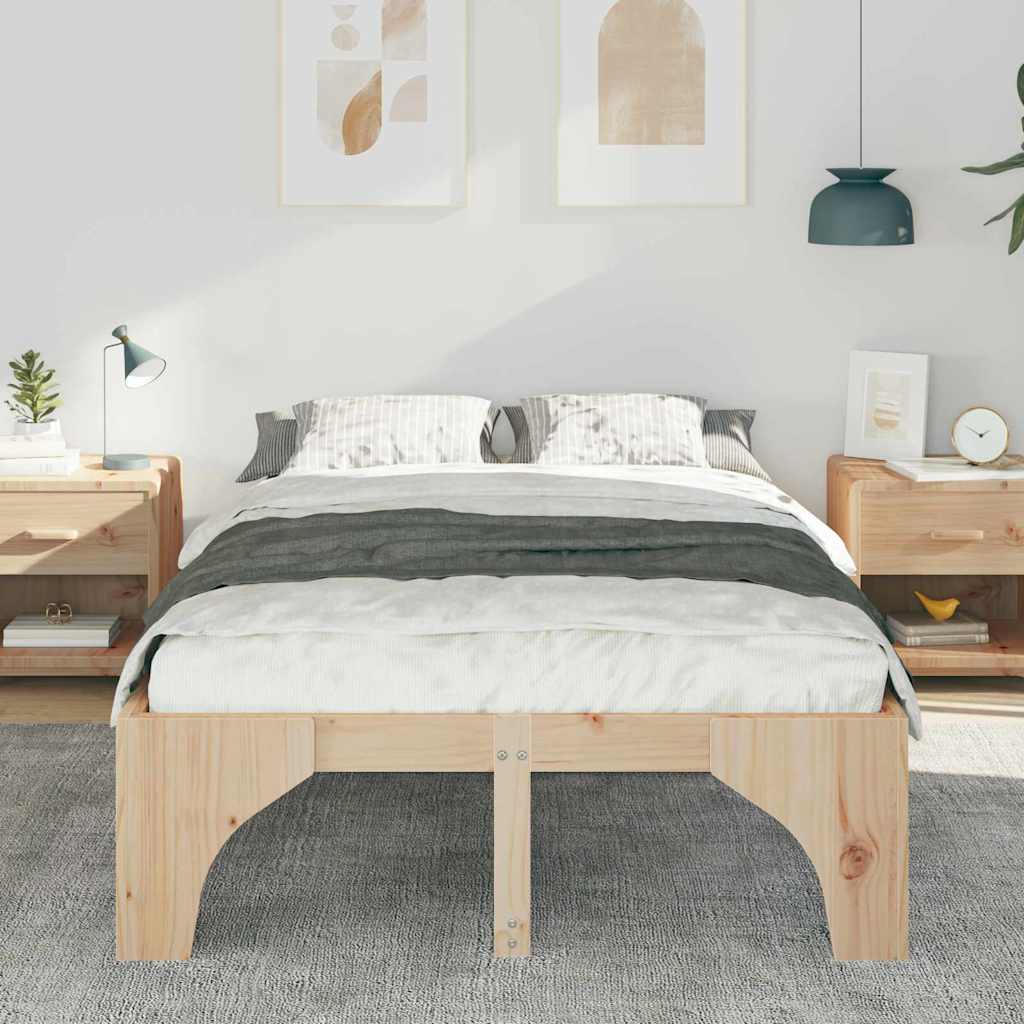 vidaXL Ramka łóżka Brązowy 140 x 190 cm Lite drewno sosnowe