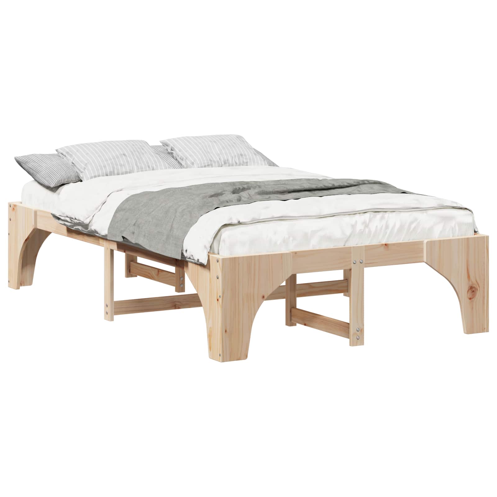 vidaXL Ramka łóżka Brązowy 140 x 190 cm Lite drewno sosnowe