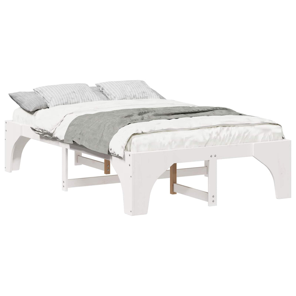 vidaXL Ramka łóżka Biały 140 x 190 cm Lite drewno sosnowe